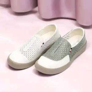 통풍성 푹신 펀칭 여성 슬립온 단화 발등밴딩 운동화 WF01E25