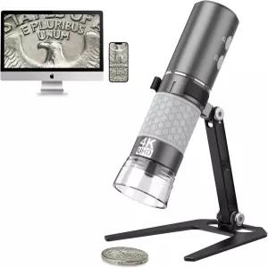 Android 휴대폰 및 Windows Mac PC용 Cainda 4K 3840x2160p WiFi 디지털 현미경 무선 휴대용 카메라 성인