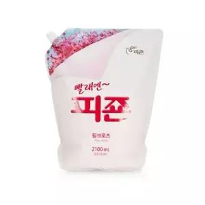 피죤 섬유 유연제 빨래 2.1L 세탁 4개 핑크로즈 드럼용 세제