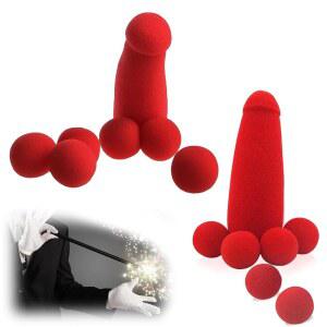 LSMVPP 바나나 장난 스펀지 공, 빨간 공 4개를 가진 형용 작은 스펀지, 매직 트릭 클로즈업 스트리트 일루전 재미있는 무대 소품, 상상력 자극 기기 (2세트)