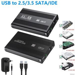 USB-SATA IDE HDD SSD 2.5/3.5 인치 어댑터 하드 드라이브 인클로저 USB3.0 케이스 외부 솔리드 스테이트