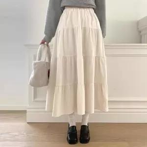 [하프클럽/]여성 겨울 따뜻한 밴딩 플레어 롱스커트