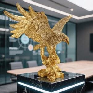날개 장식 조각상을 펼친 슈리누오 22.4인치 대형 독수리 동상, 황금 조각 현대 홈 오피스 피규어 데스크톱