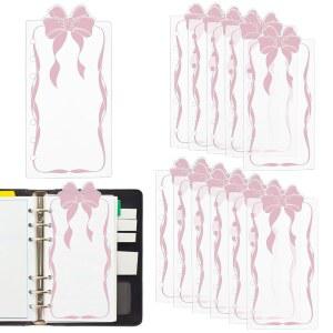 BENECREAT 12PCS 보우 플래너 분할기 포켓, 6개의 홀 펀치 파일 분할기, 깔끔한 문서 보관을 위한 바인더 전문 노트 북 분류 파일(핑크색)