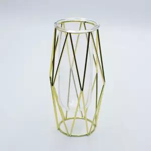 골드 다이아 와이어 철제 화병 유리 꽃병 생화 조화 인테리어 수경 재배 실린더