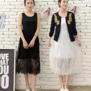 이쁘다요 민소매 원피스 여자 레이스 레이어드 플라워 여름 WFLMN9Y