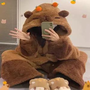 판다잠옷 겨울 극세사 홈웨어 동물 원피스 빅사이즈 카피바라 로브 M