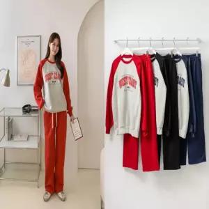 여성 웨스트 나그랑 기모 상하세트 오버빗 등원룩 블랙 레드 네이비