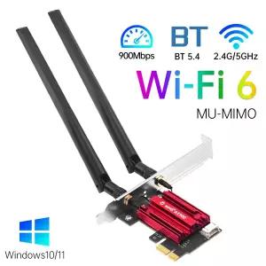 WiFi 6 PCIe 카드 FV-AX900 무선 Bluetooth 5.4 Windows 10/11 데스크탑 PC용 듀얼 밴드 2.4G/5.8GHz 고속