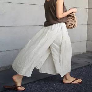 루즈핏 빅사이즈 여성롱와이드팬츠 치마바지 밴딩 여름