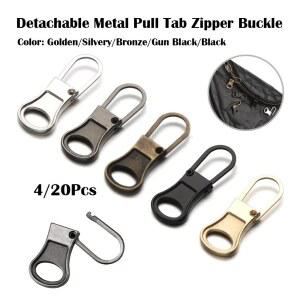 4-20개 금속 지퍼 풀러 교체 탭 지퍼 슬라이더 헤드 지퍼 헤드 탈착식 백팩 지갑 수리 재봉 액세서리