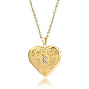 여성용 바두 골드 이니셜 A-Z 목걸이, 사진 사랑 이미지 큐빅 지르코니아 목걸이 포함