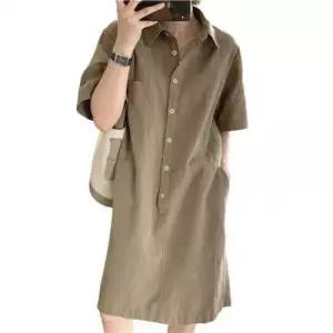 CLAS1030 편한 캐쥬얼 단추 썸머룩 미디 WFLMTE1