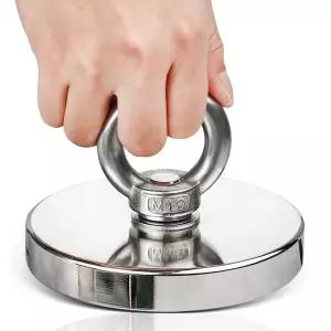 슈퍼 강한 네오디뮴 낚시 자석 후크 N52 카운터 싱크 구멍 아이 볼트 16-90mm인양 자석이있는 헤비 듀티 희