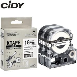 CIDY 2pcs 호환 LC-5WBN LC SS18KW 라벨 테이프 18MM 화이트 용 LW300 SR150