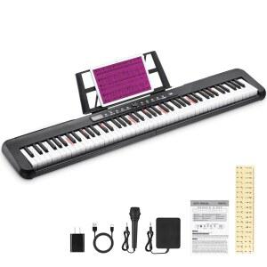 [포르르] RIVVTA 88 키 라이트업 키보드 피아노 속도 감지 200톤 리듬 80 데모 휴대용 전동 스티커 지속 페달 블랙