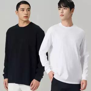 남자 기본 라운드 무지 긴팔 티셔츠 면티 롱슬리브
