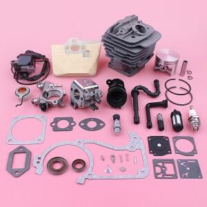 Stihl 034 전기 톱 엔진 부품 (에어 필터 포함) 용 48mm 실린더 피스톤 기화기 점화 코일 가스켓 키트