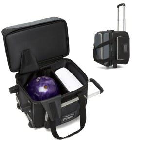 별도의 신발 수납공간이 있는 JMIANeodark 볼링 볼백, 바퀴와 접이식 손잡이가 싱글 롤러 볼링백, 37.0인치까지 확장, 패딩 폼 볼 인서트, 회색(볼볼링 1개)