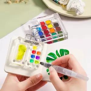 해외 여행 그림 일기장 미니 휴대용 팔레트 수채화 스케치 케이스 15색 세트