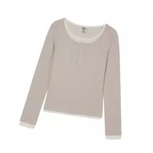 후아유 WHO.A.U [후아유]여성 Layered Henry Neck Long Sleeve T-Shirt WHLAG2283F 242980