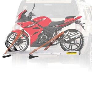 Zibom 모터사이클 트레일러 캐리어, 적재 램프 및 휠 잠금 장치가 장착된 440파운드 용량의 히치 마운트, 오토바이, 스쿠터, 더트 바이크 운반기용 2인치 리시버 장착 가능