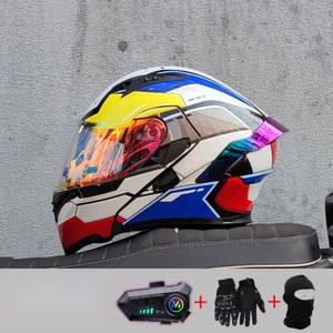 샤크팡 미러 듀얼 남여 오토바이 풀페이스헬멧오픈