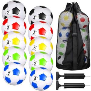 리비마 13개 축구공 벌크 10개 게임 5개 축구공, 가방 2개 실내 위한 훈련 복학생을 포함 사이즈 공식 스포츠 선물 야외 휴대용 청소년 펌프