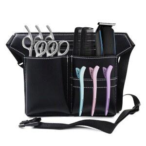 미용사 가위 가방, 허리 벨트가 있는 바버 PU 가죽 파우치, 헤어스타일리스트용 가방이 헤어 살롱 보관 허리, 전문 미용 도구