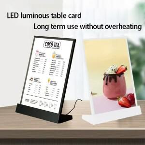 아크릴 패널 메뉴 디스플레이 랙, L자형 수직 테이블 카드 테이블 카드, 고급 플라스틱 와인 플레이트, 카