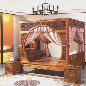 캐노피 스텝 구멍 나무 신중국식 고대월동침대 침대 동남아풍 엔틱 단단한 휴양지