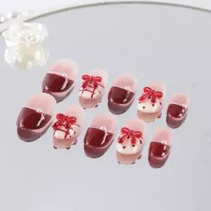 애미림 Aimilim 붙이는 빨간 수제 고급 손톱 