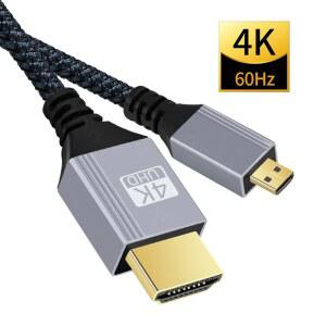 영상선 AIXXCO 1m 1.5m 2m 3m 마이크로 HDMI 호환 4K/60Hz 3D 케이블 남성 GoPro Sony 프로젝터용