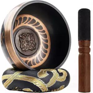 돔스타 티베트 노래 그릇 세트 정통 수제 명상 스트레스 해소 요가 스트라이커 및 쿠션이 포함된 사운드