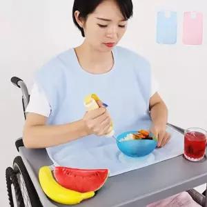 노인 방수 앞치마 식사용 요양 환자 성인 방수 턱받이 병원 스트랩 어르신 가정용 간병인 보호대 수식사