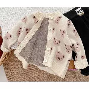 유아가디건 남아 아기 크림 곰 돌 여아 간절기 베이비 키즈 곰크림 남자아이 니트zab180