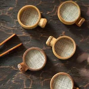 [콩심팥심]차거름망 다도구 대나무 걸이식 걸름망 원목 1p 다기잔 다기주기