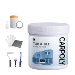 카폴리 욕조 및 타일 도구 키트, 바닥에 DIY 쉬운 사용하기 마감 포함 페인트, 주방, 20-30평방피트(흰색) 저취, 수성 17온스 흰색 욕실,