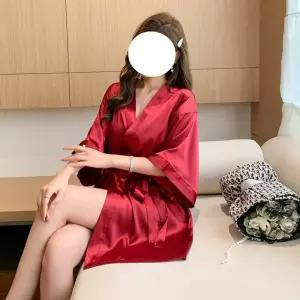 넥 기모노가운 가운 실크 홈웨어 기모노 골프가운