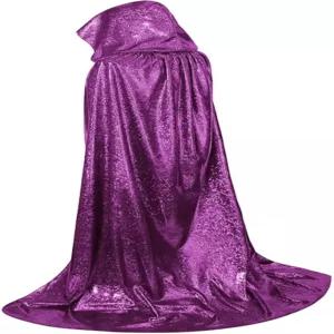 AGCOAH 성인 남녀 공용 후드 망토 반짝이는 케이프 여성 할로윈 마디 그라 마법사 코스프레 코스튬