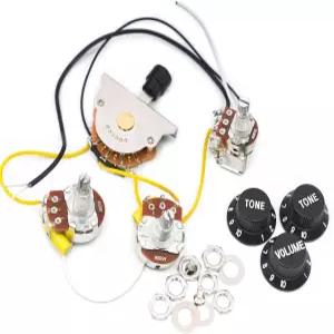 SAPHUE 2T1V 코일 분할 기타 배선 하네스 프리와이어드 회로 5방향 블레이드 스위치/푸시 풀-500K 스위치