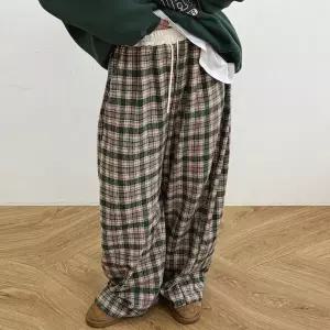 [하프클럽/나야홍]빅사이즈 601 네추럴배색통체크팬츠 DGBV999