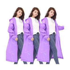 MU랑 남녀공용 다회용 두꺼운 EVA 우비 3개입