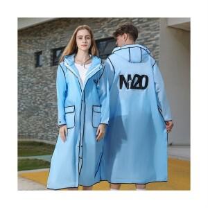 NY20 심플 투명챙 길고 베이직한 오버핏 남여공용 레인코트 다회용 EVA커플우의