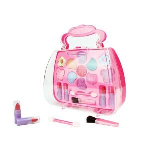 몽테조이 안전한 무독성 어린이 소녀 공주 메이크업 세트 아이섀도 립스틱 브러쉬 키트 가상 놀이 교육 장