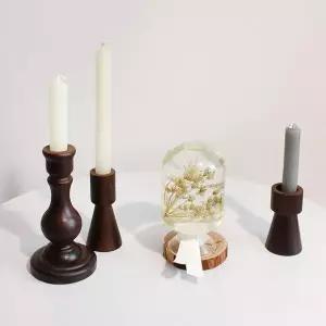 빈티지 LIJ419H5 엔틱 우드 촛대 3type/나무 원목 양초 오브제