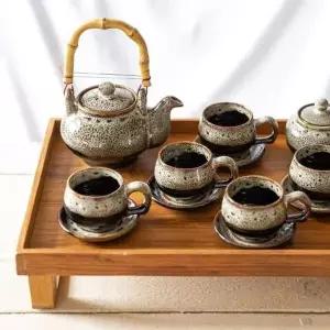 세트 이천도자기 주전자 선물용 찻잔 이중시유 5인 다기잔 다기주기