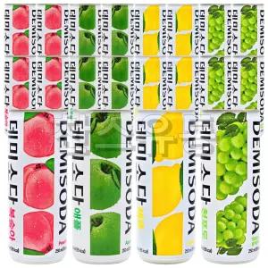 혼합세트 데미소다 복숭아 애플 레몬 청포도 250ml 4종 5캔씩 / 혼합20캔