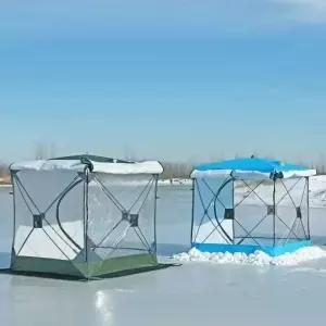 난방텐트 겨울 온열 얼음 낚시 텐트 - 캠핑 면 안감 3겹 접이식 보호소 조립