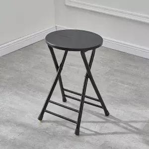 접이식 원형 의자 철제 스툴 경량 원목 (WFK79PW)